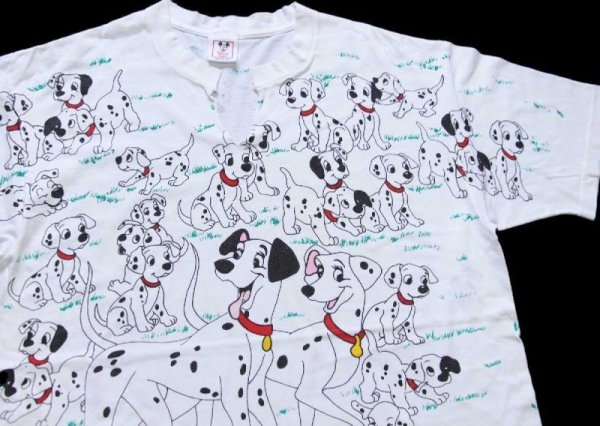 90s USA製 Disneyディズニー 101匹わんちゃん 染み込み オールオーバー