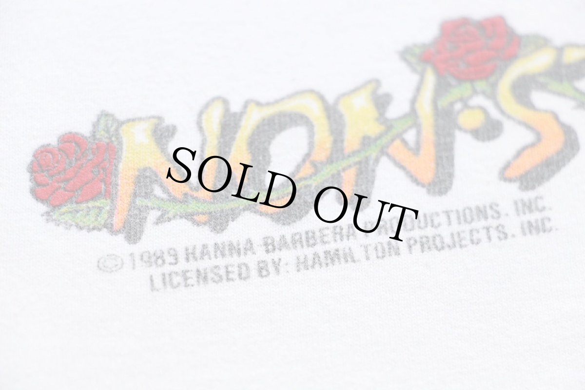 画像4: 80s THE FLINTSTONES 原始家族フリントストーン GRATEFUL FRED NON STOP WORLD TOUR コットンTシャツ 白 (4)