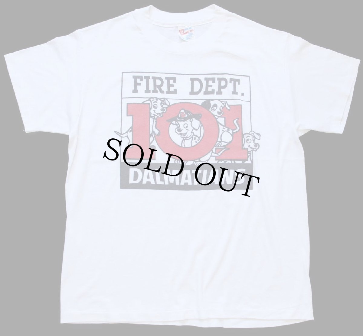 画像2: 90s USA製 Hanes FIRE DEPT. 101 DALMATIANS 101匹わんちゃん Tシャツ 白 L (2)