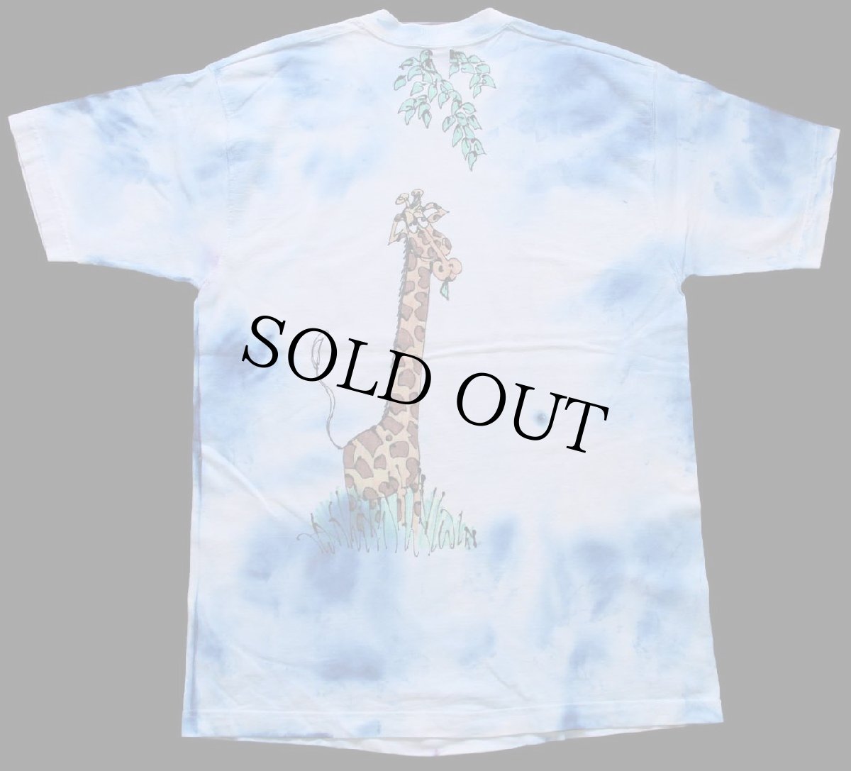 画像2: 90s USA製 キリン ハンドペイント アート タイダイ染め コットンTシャツ L (2)