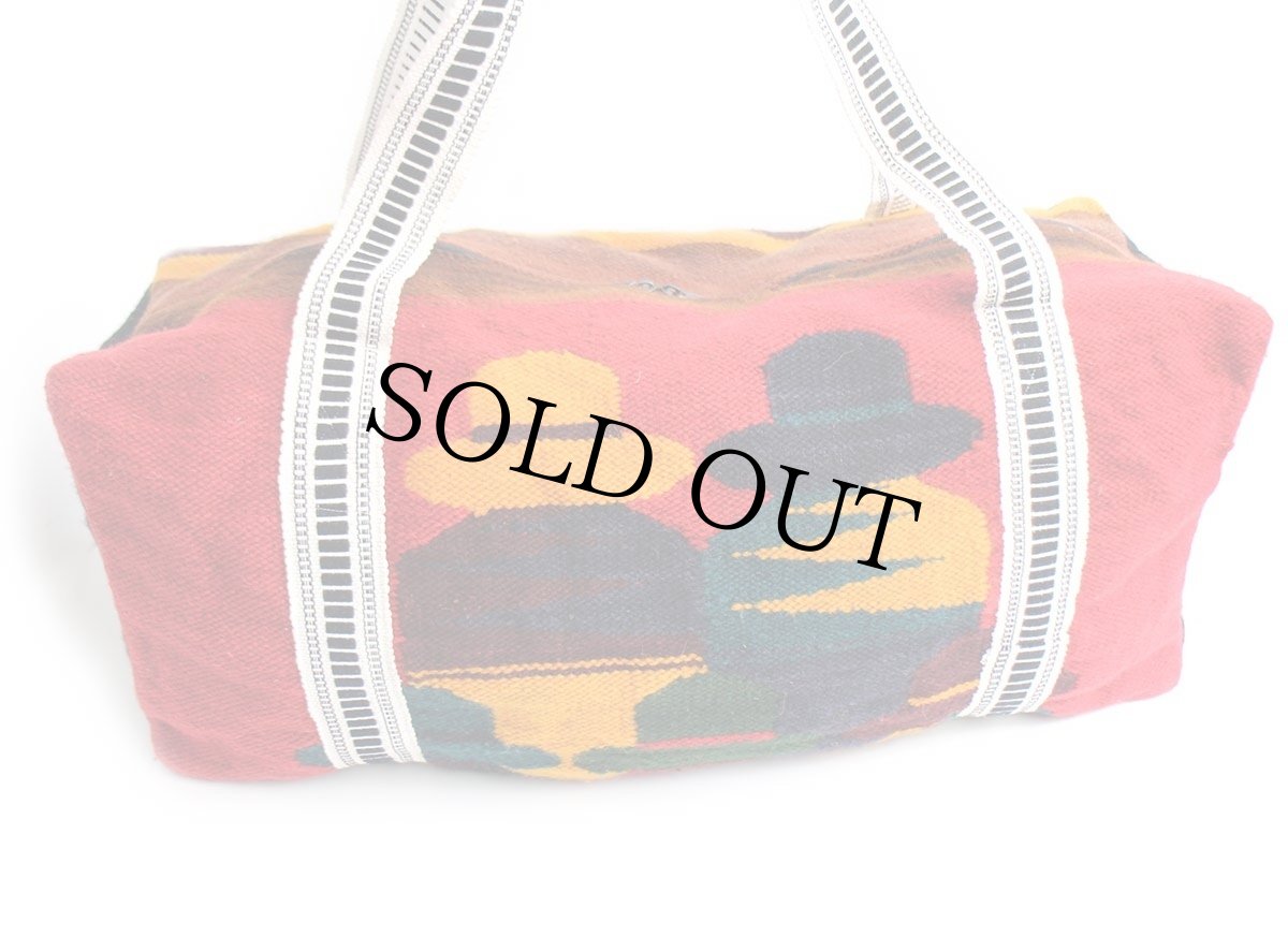 画像2: ハンドメイド フォークロア柄 ラグ ダッフルバッグ (2)