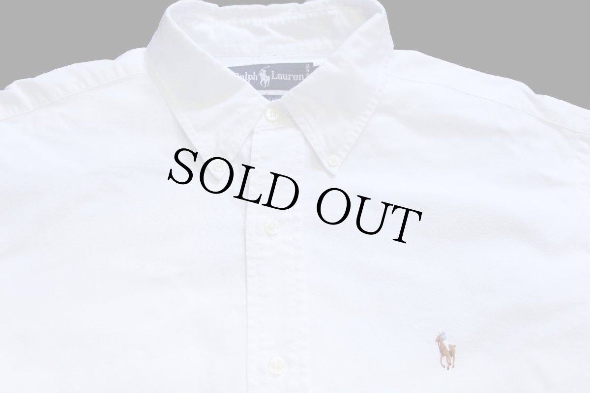 画像3: 90s ラルフローレン ワンポイント ボタンダウン オックスフォード コットンシャツ 白 17★50 特大 (3)