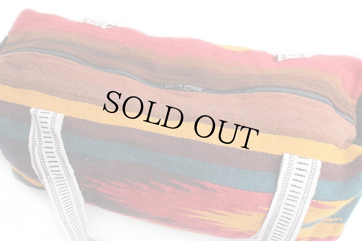 画像6: ハンドメイド フォークロア柄 ラグ ダッフルバッグ (6)