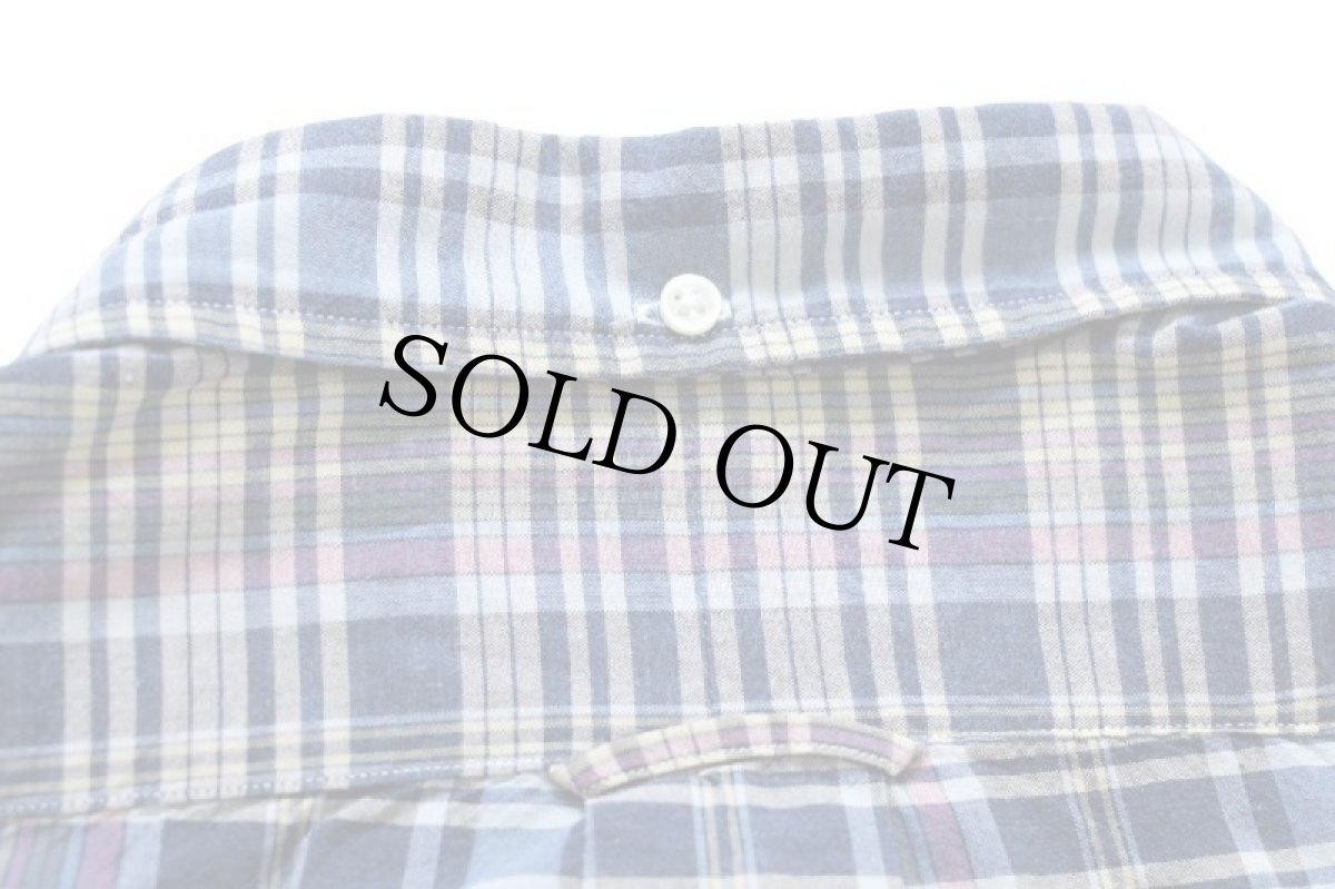 画像5: 00s ラルフローレン マドラスチェック ポケット&マチ付き 三点留め ボタンダウン コットンシャツ L★インド綿 (5)