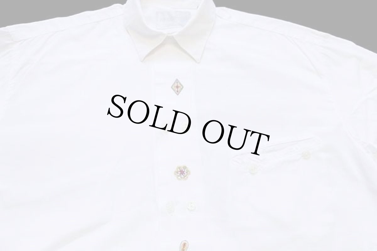 画像3: 90s イタリア製 POP EIGHTYFOUR ダイヤ ペイズリー 刺繍 ダブルボタン コットンシャツ ホワイト M (3)