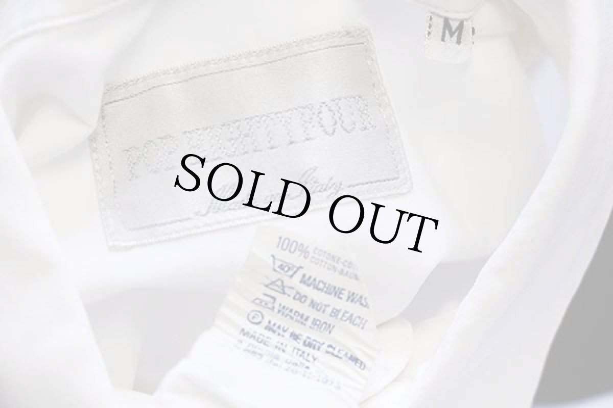 画像5: 90s イタリア製 POP EIGHTYFOUR ダイヤ ペイズリー 刺繍 ダブルボタン コットンシャツ ホワイト M (5)