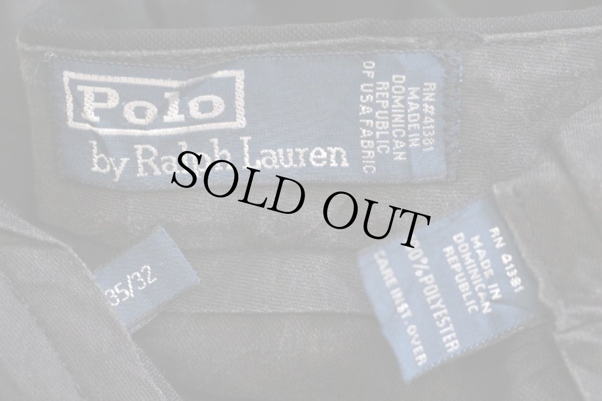 画像6: 90s ポロ ラルフローレン ツータック スラックス ポリエステルパンツ 黒 w35 L32 (6)