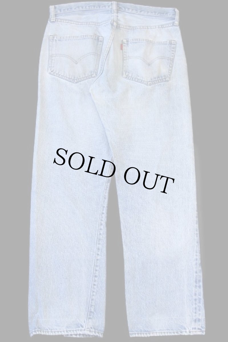 画像3: 80s USA製 Levi'sリーバイス 501 66後期 ダメージ リペア デニムパンツ w33 (3)