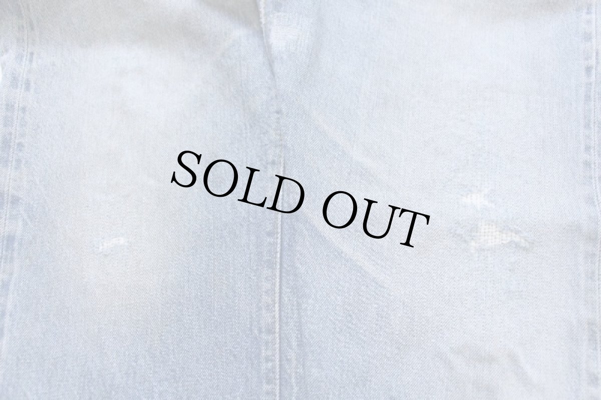 画像12: 70s USA製 Levi'sリーバイス 501 66後期 ダメージ リペア デニムパンツ ヒゲ w35 (12)