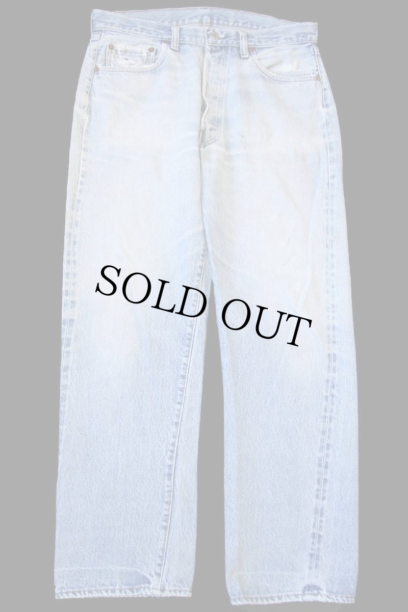 画像2: 80s USA製 Levi'sリーバイス 501 66後期 ダメージ リペア デニムパンツ w33 (2)