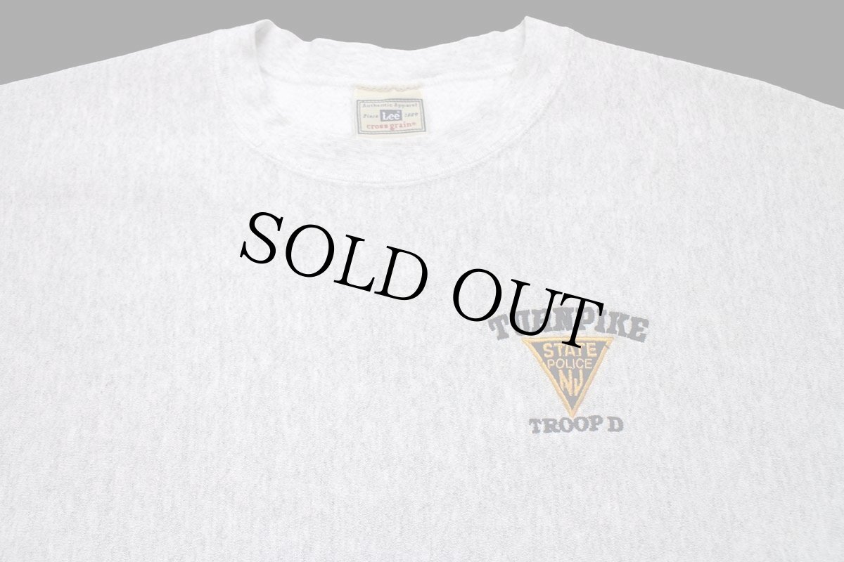 画像3: 00s Leeリー TURNPIKE TROOP D STATE POLICE 刺繍 リバースウィーブ スウェット 杢グレー (3)