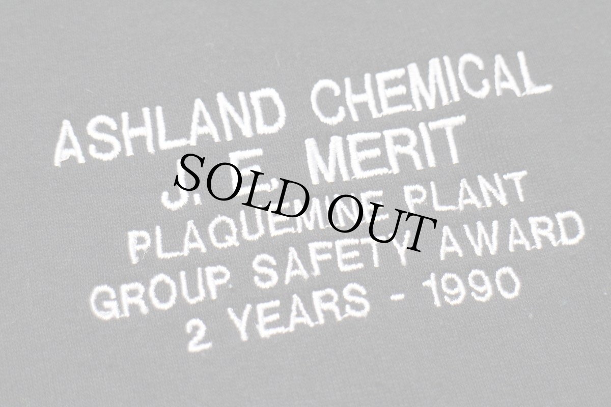 画像4: 90s USA製 RUSSELLラッセル ASHLAND CHEMICAL 刺繍 前V スウェット 黒 XL (4)