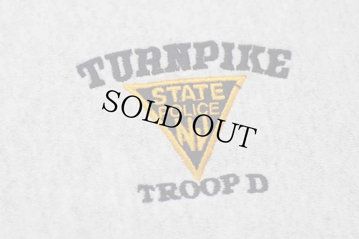 画像4: 00s Leeリー TURNPIKE TROOP D STATE POLICE 刺繍 リバースウィーブ スウェット 杢グレー (4)