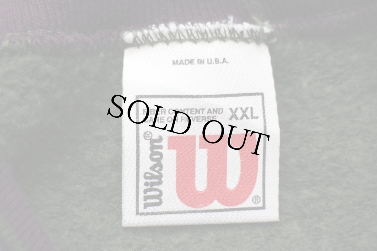 画像4: 90s USA製 Wilsonウィルソン ロゴ リブライン スウェット 深緑 XXL★特大 (4)