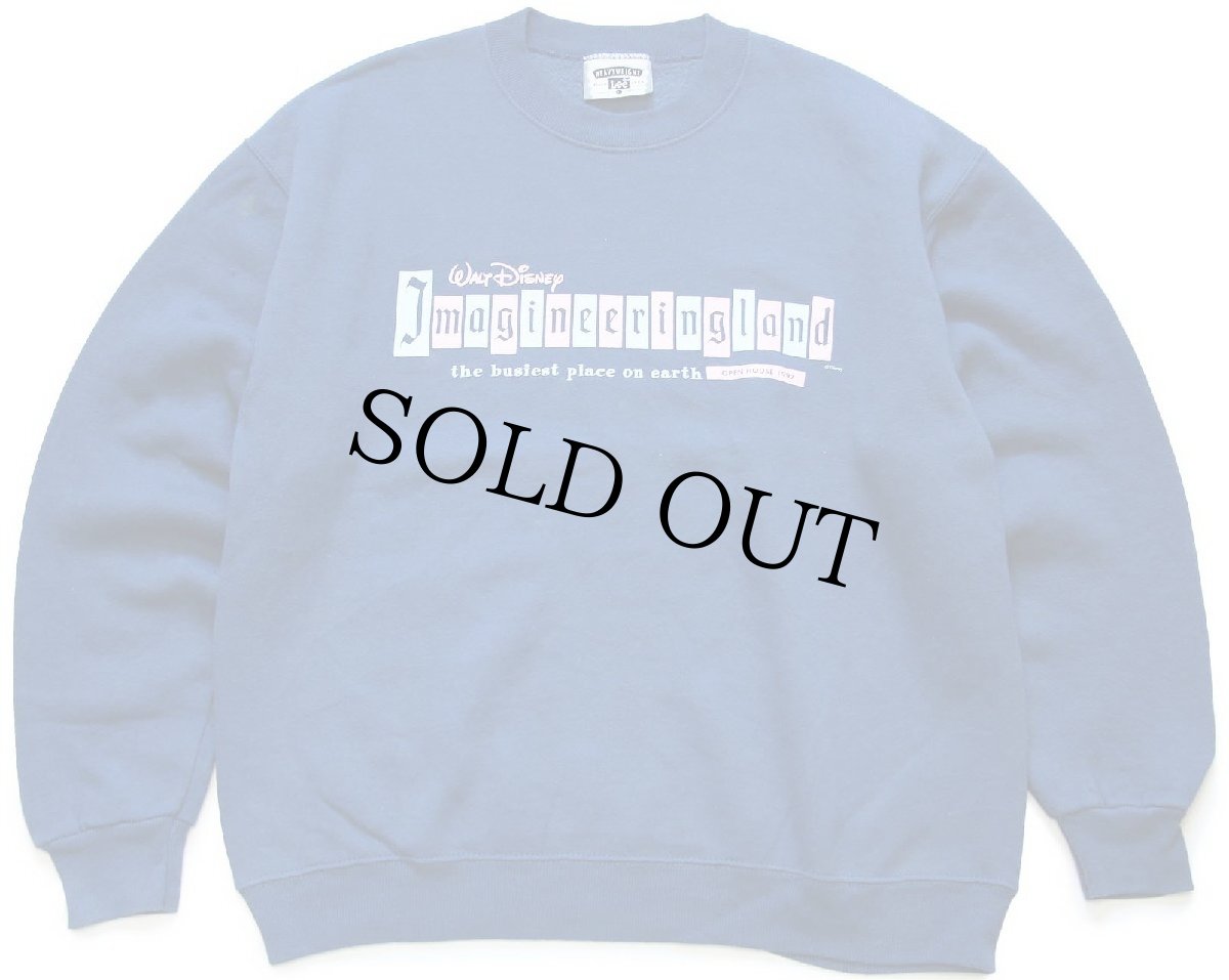 画像1: 90s USA製 Leeリー Disneyディズニー Imagineeringland スウェット 薄紺 L (1)
