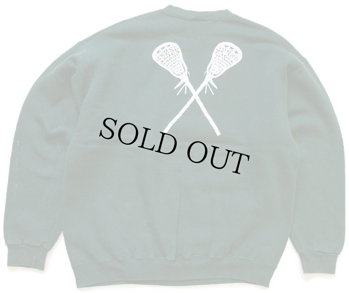 画像2: 90s USA製 Leeリー WILLIAM&MARY 10 LACROSSE 三段中抜き 両面プリント スウェット 緑 L (2)
