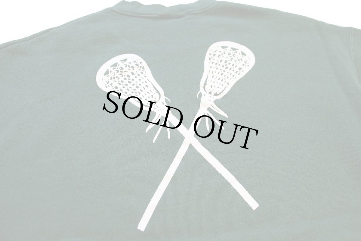 画像3: 90s USA製 Leeリー WILLIAM&MARY 10 LACROSSE 三段中抜き 両面プリント スウェット 緑 L (3)