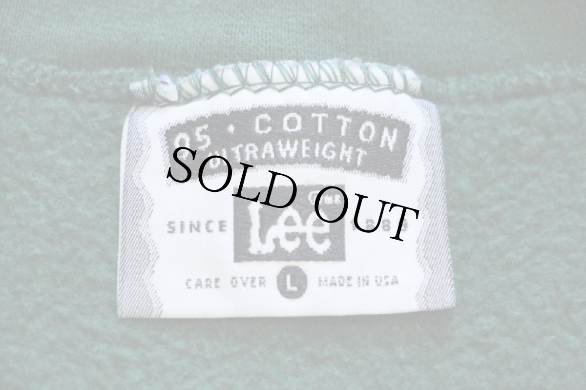 画像5: 90s USA製 Leeリー WILLIAM&MARY 10 LACROSSE 三段中抜き 両面プリント スウェット 緑 L (5)