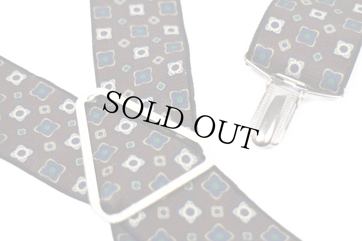 画像4: フランス製 CAS GERMANY 総柄 クリップ式 サスペンダー ブラウン★65 (4)