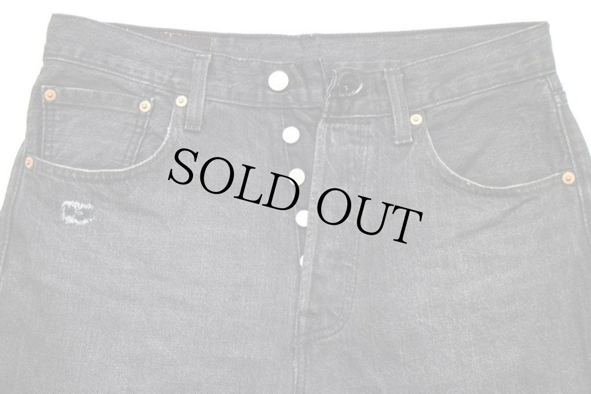 画像4: Levi'sリーバイス 501 '93 リペア USED加工 クロップド ブラック デニムパンツ w32★SDP2849 (4)