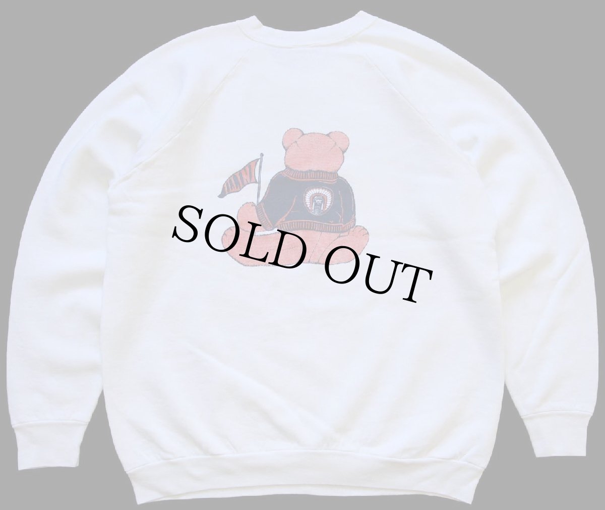 画像2: 80s ILLINI テディベア マスコット 両面プリント スウェット ナチュラル (2)