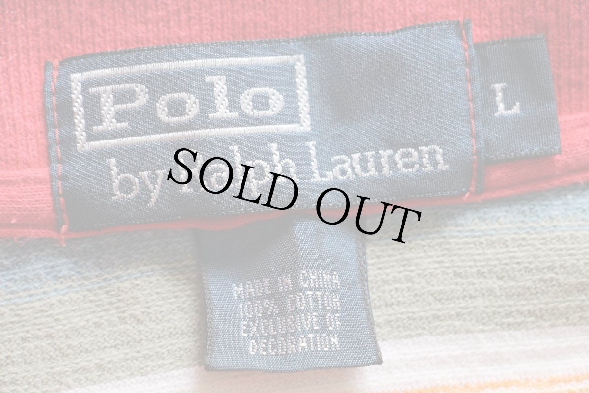 画像5: 00s ポロ ラルフローレン ラグ柄 コットン 鹿の子 ポロシャツ L (5)