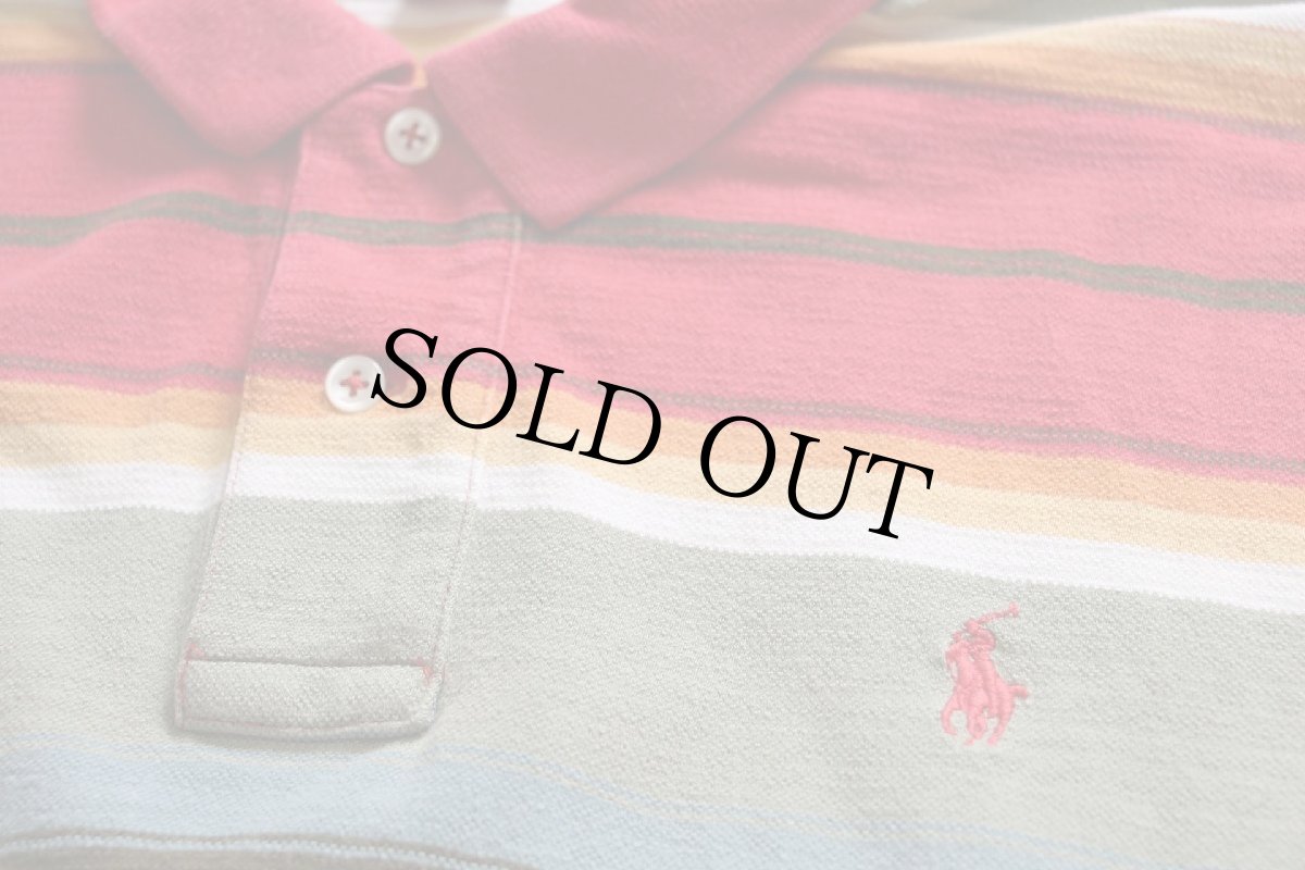 画像4: 00s ポロ ラルフローレン ラグ柄 コットン 鹿の子 ポロシャツ L (4)