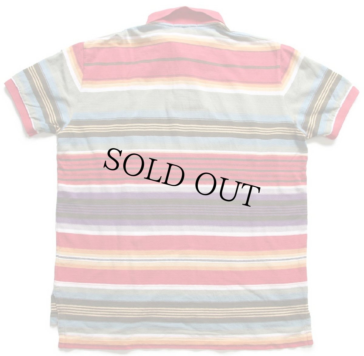 画像2: 00s ポロ ラルフローレン ラグ柄 コットン 鹿の子 ポロシャツ L (2)