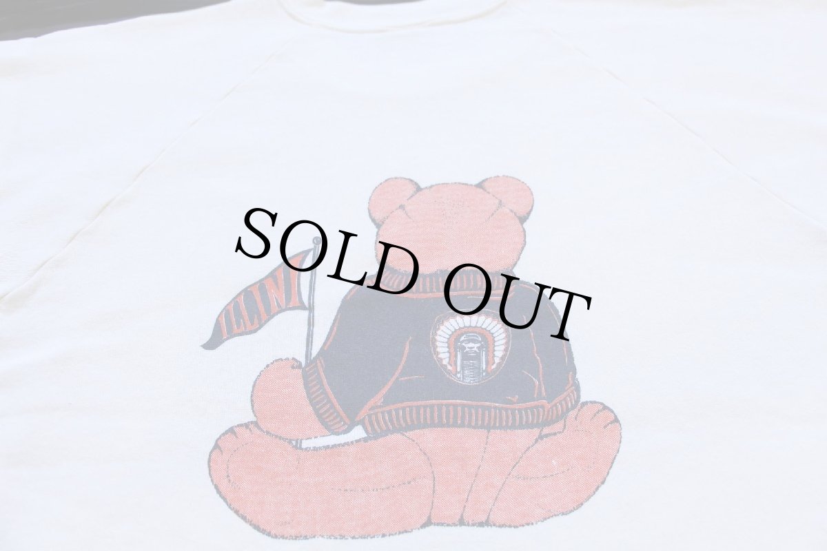 画像3: 80s ILLINI テディベア マスコット 両面プリント スウェット ナチュラル (3)