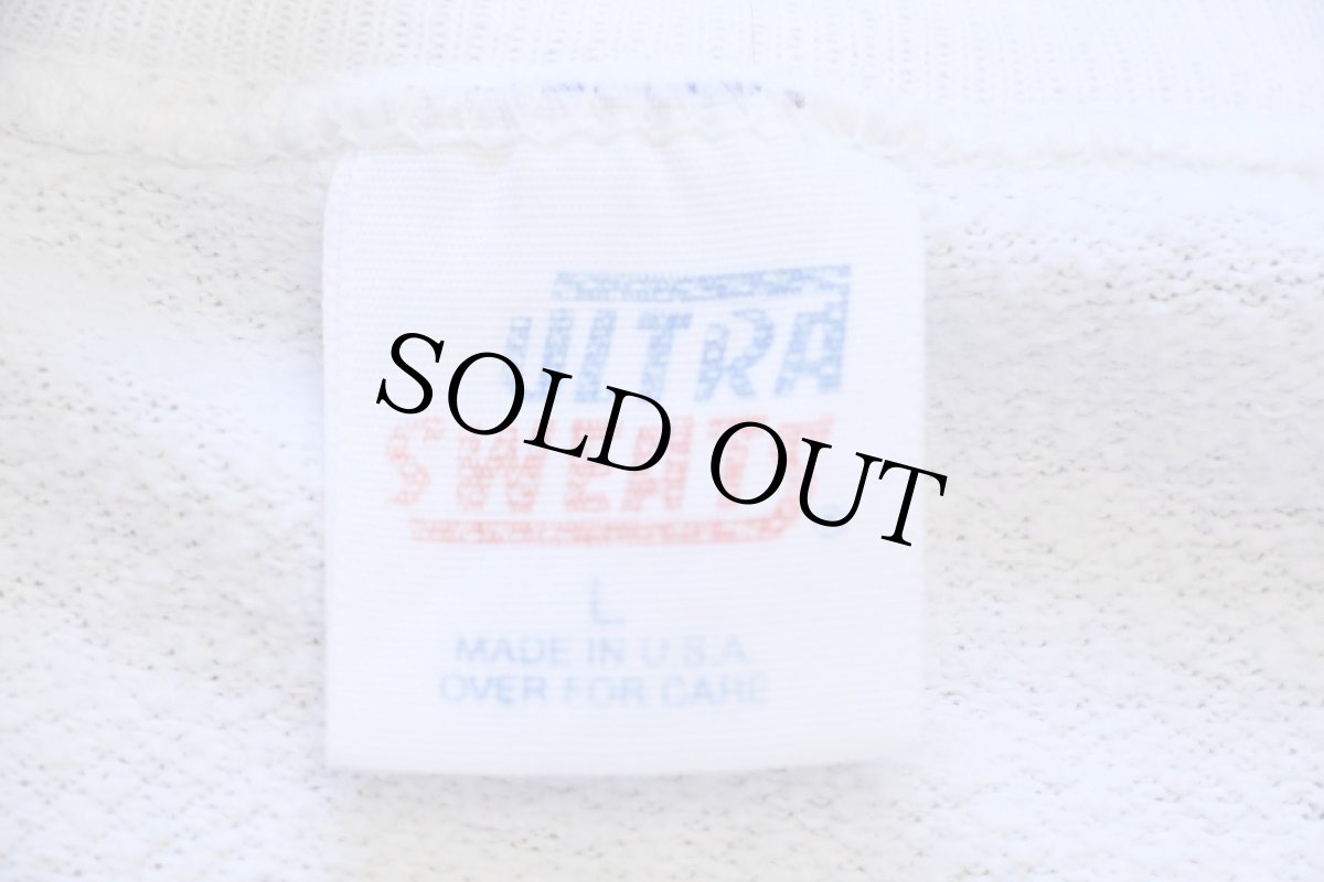 画像4: 90s USA製 GEORGETOWN HOYAS ブルドッグ マスコット 蛍光プリント スウェット ボロ 白 L (4)