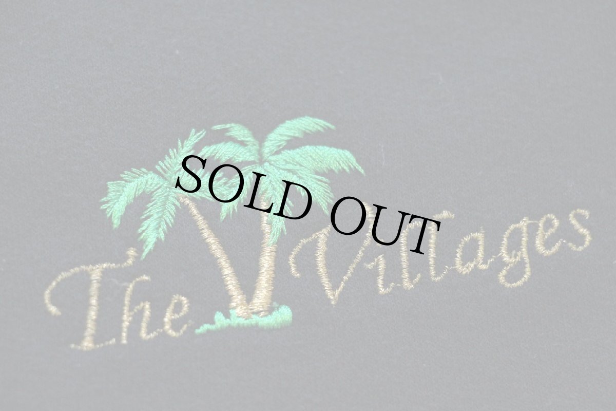 画像4: 00s The Villages ヤシの木 刺繍 パチポケ スウェット カーディガン 黒 OS (4)