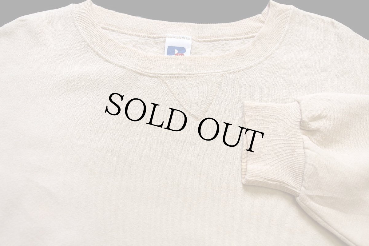 画像3: 90s メキシコ製 RUSSELLラッセル 無地 前V スウェット カーキ L★ブランク (3)