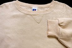 画像3: 90s メキシコ製 RUSSELLラッセル 無地 前V スウェット カーキ L★ブランク (3)