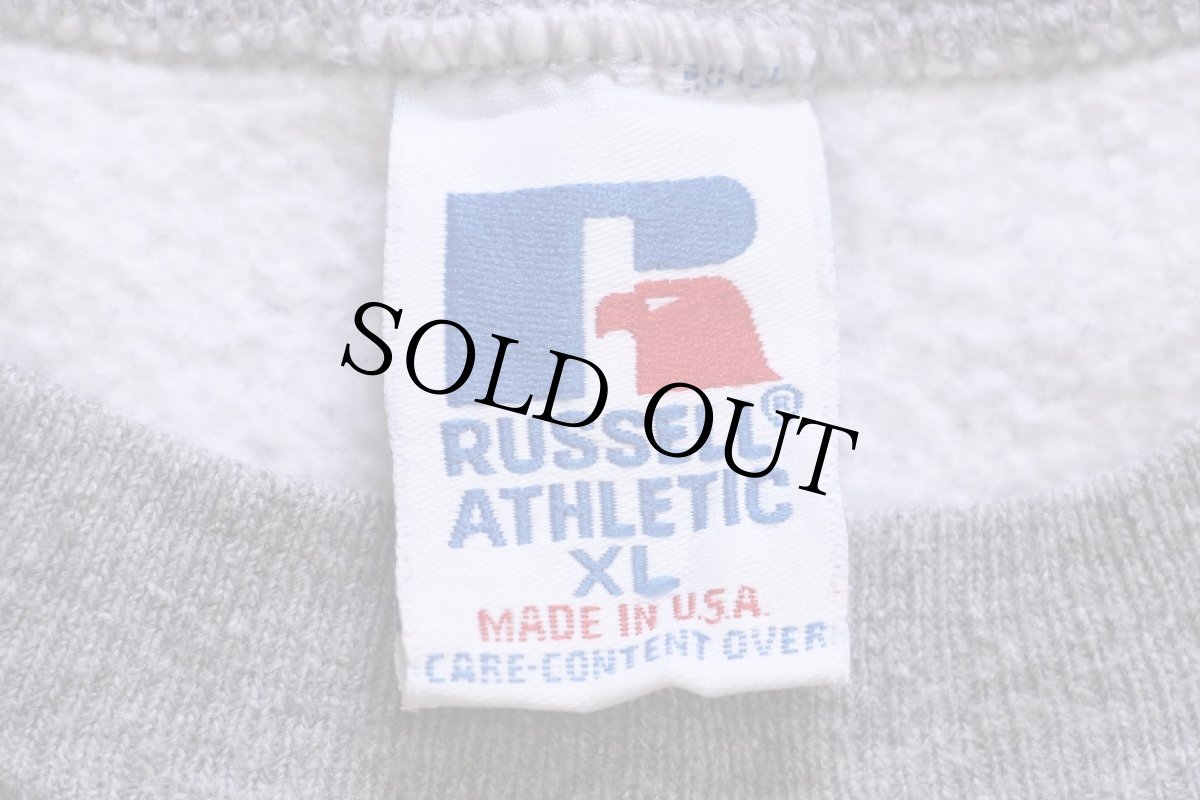 画像5: 90s USA製 RUSSELLラッセル ARMY TRACK 両面プリント 前V スウェット 杢グレー XL (5)