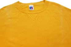 画像3: 90s メキシコ製 RUSSELLラッセル 無地 前V スウェット 濃黄 L★ブランク (3)