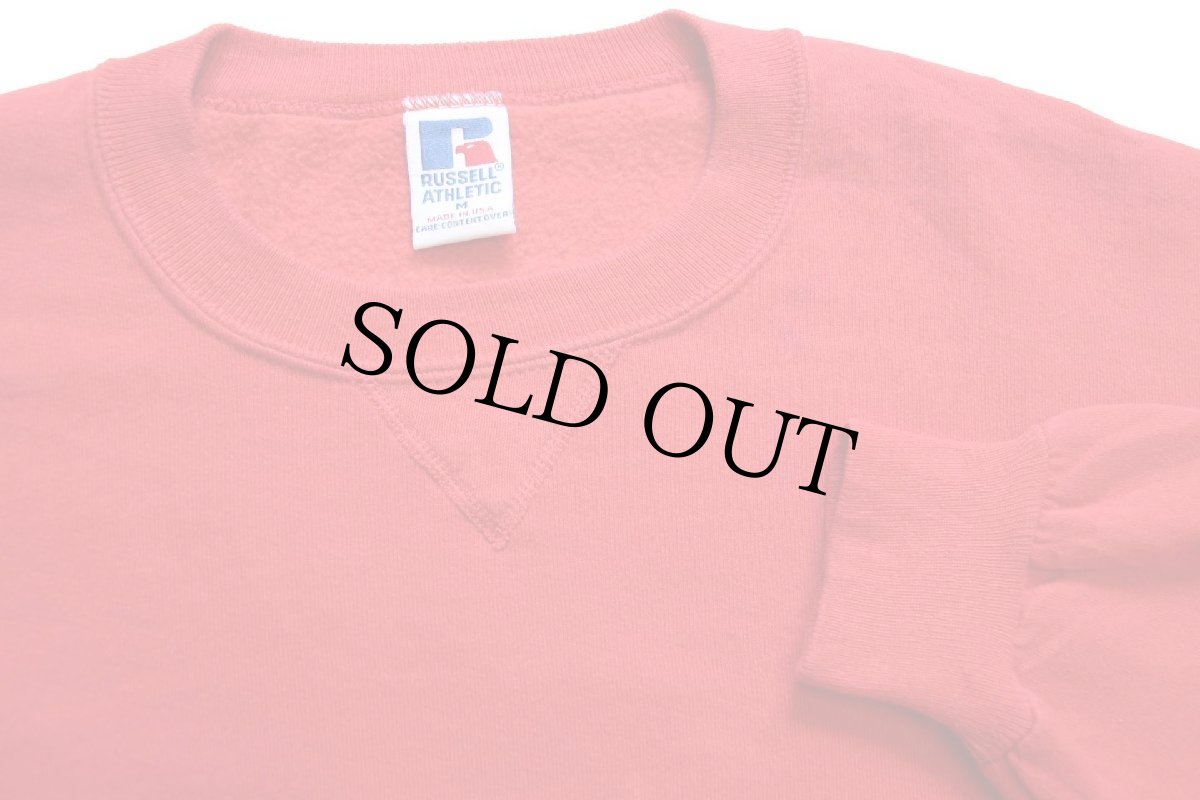 画像3: 90s USA製 RUSSELLラッセル 無地 前V スウェット 赤 M★ブランク (3)