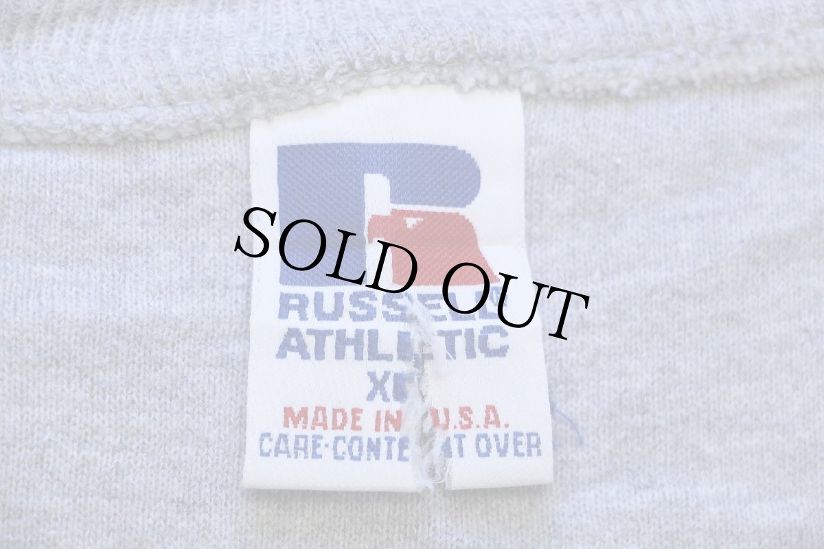 画像4: 90s USA製 RUSSELLラッセル 無地 ヘンリーネック スウェット 杢グレー XL (4)