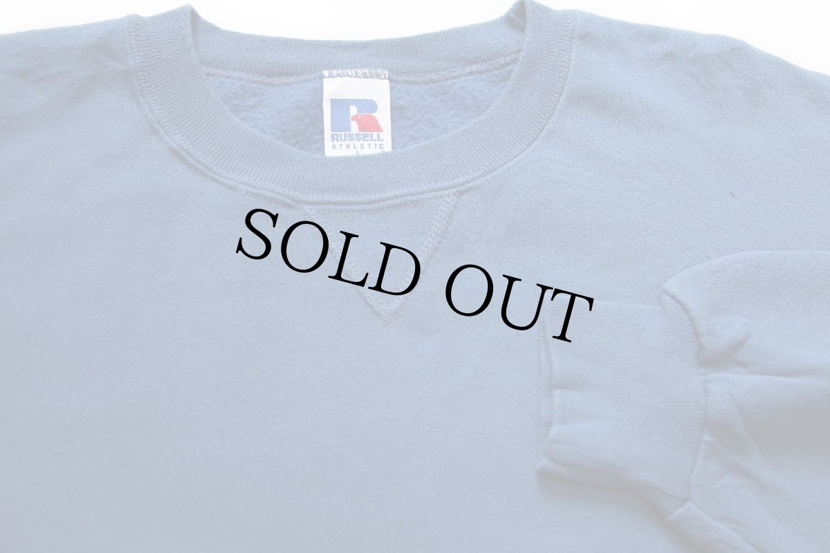 画像3: 90s メキシコ製 RUSSELLラッセル 無地 前V スウェット 薄青 L★ブランク (3)