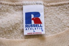 画像4: 90s メキシコ製 RUSSELLラッセル 無地 前V スウェット カーキ L★ブランク (4)