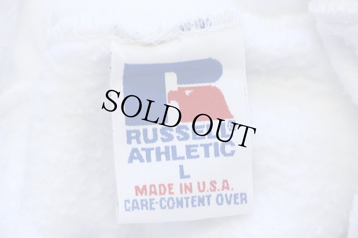 画像4: 90s USA製 RUSSELLラッセル 無地 スウェットパーカー 白 L★フーディー ブランク (4)