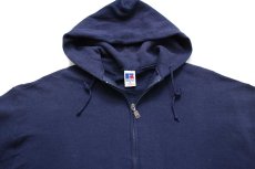 画像3: 90s メキシコ製 RUSSELLラッセル 無地 スウェット ジップパーカー 紺 XL★フーディー ブランク (3)