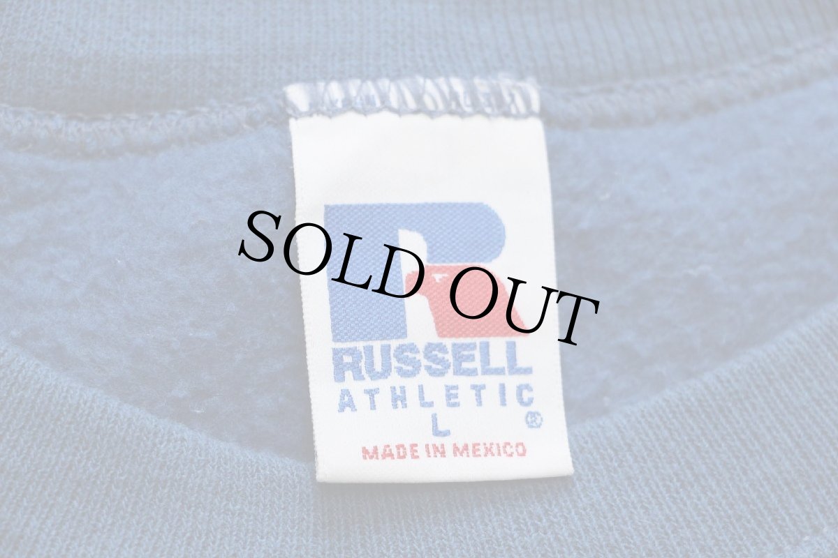 画像4: 90s メキシコ製 RUSSELLラッセル 無地 前V スウェット 薄青 L★ブランク (4)