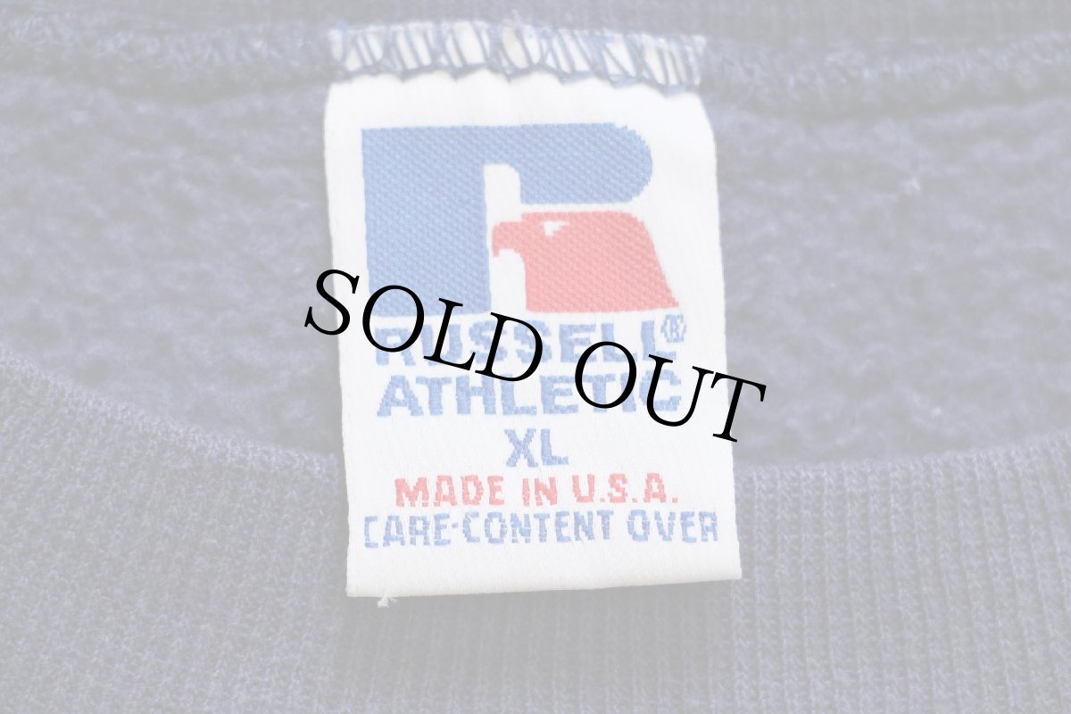 画像4: 90s USA製 RUSSELLラッセル 無地 前V スウェット ナス紺 XL★ブランク (4)