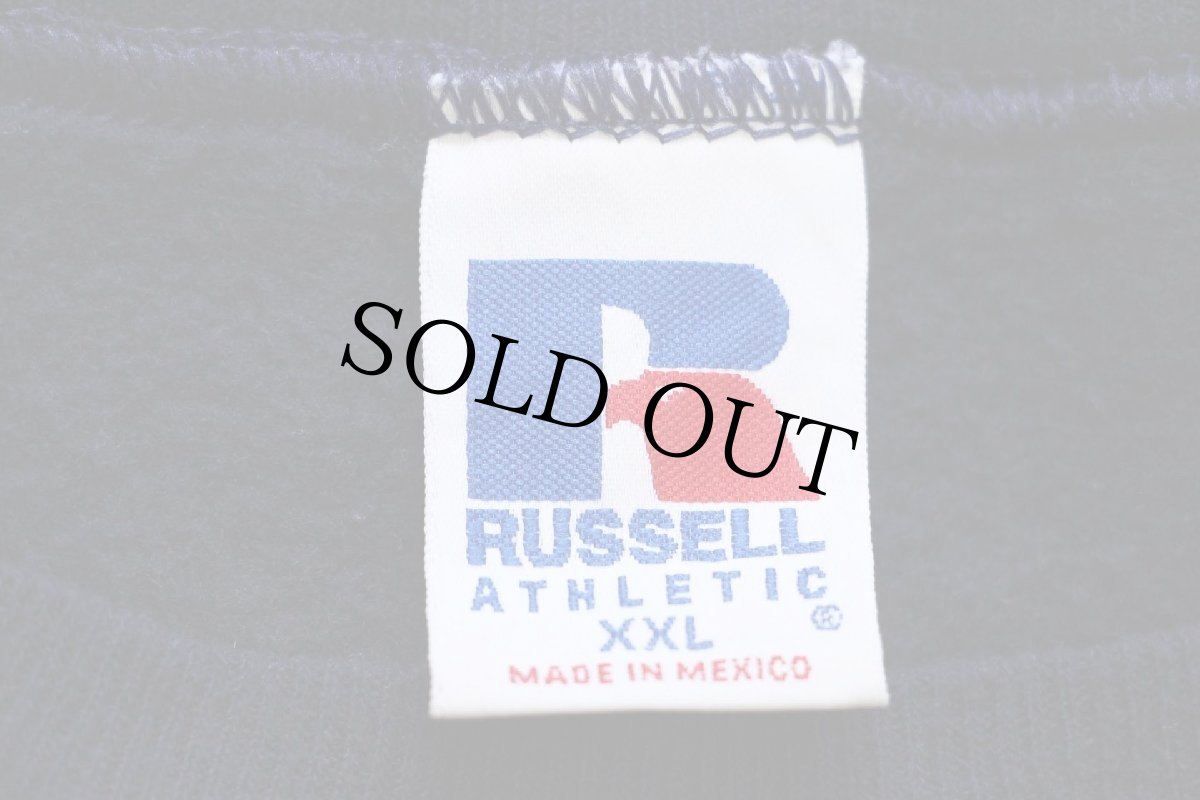 画像4: 90s メキシコ製 RUSSELLラッセル 無地 前V スウェット 紺 XXL★特大 ブランク (4)