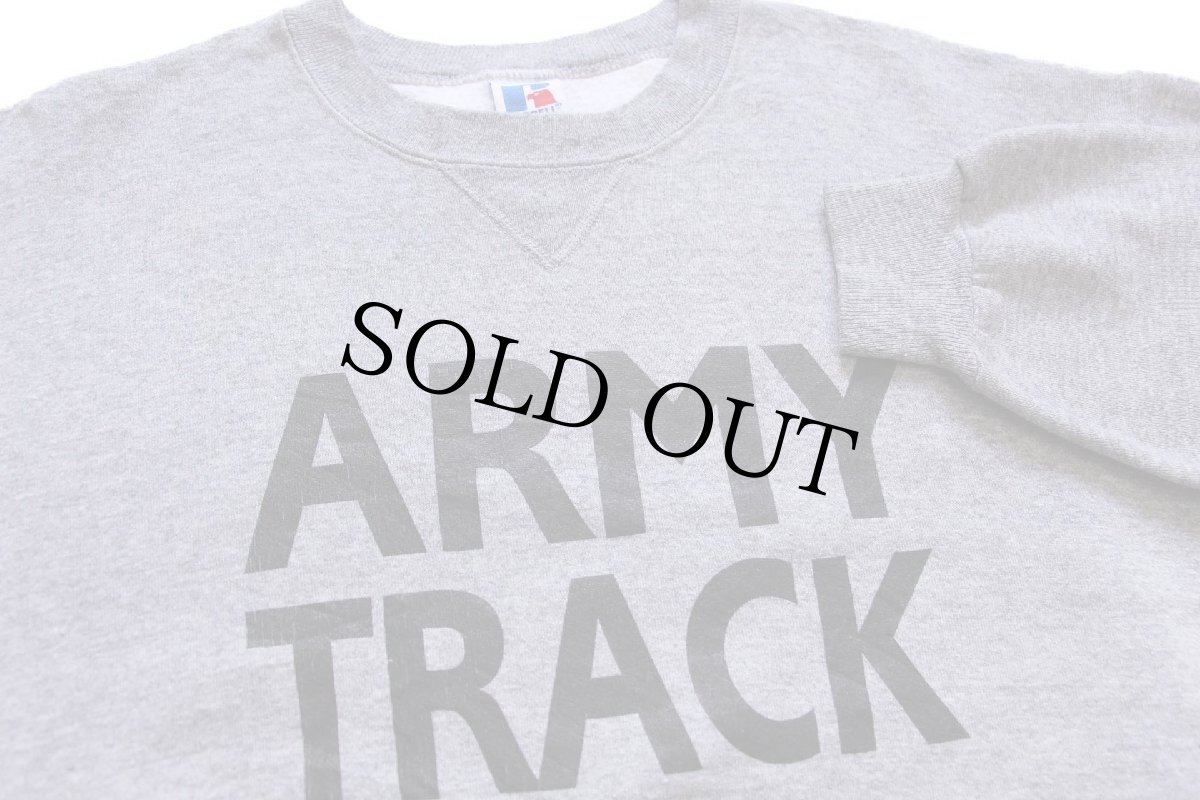 画像4: 90s USA製 RUSSELLラッセル ARMY TRACK 両面プリント 前V スウェット 杢グレー XL (4)