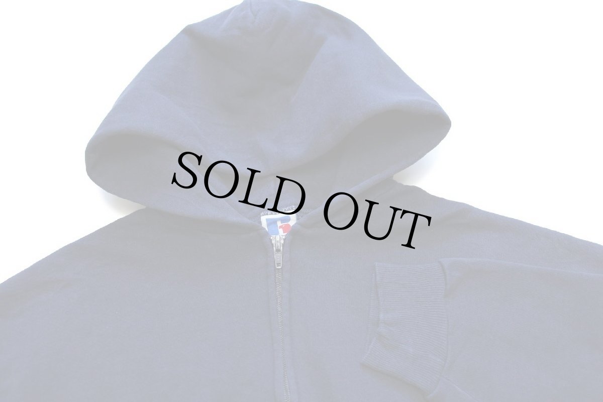 画像3: 90s USA製 RUSSELLラッセル 無地 スウェット ジップパーカー 紺 XXL★特大 フーディー ブランク (3)