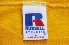 画像4: 90s メキシコ製 RUSSELLラッセル 無地 前V スウェット 濃黄 L★ブランク (4)