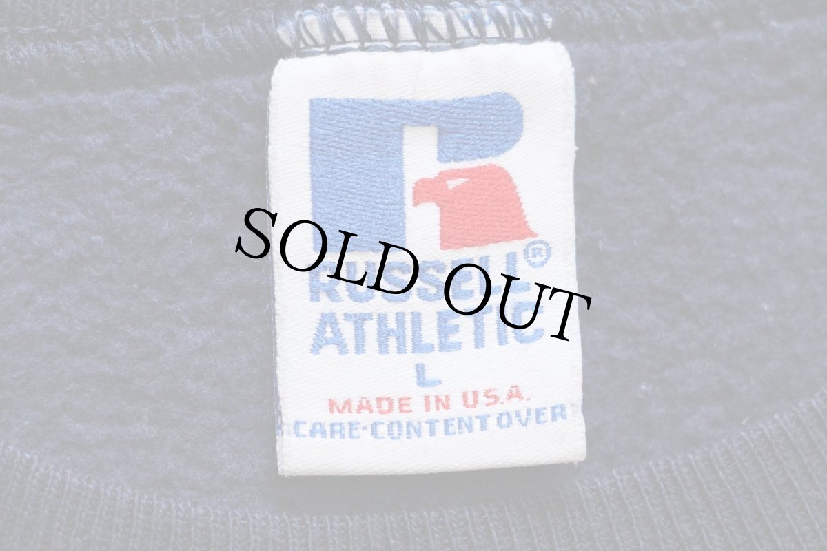 画像4: 90s USA製 RUSSELLラッセル AUBURN 前V スウェット 紺 L (4)