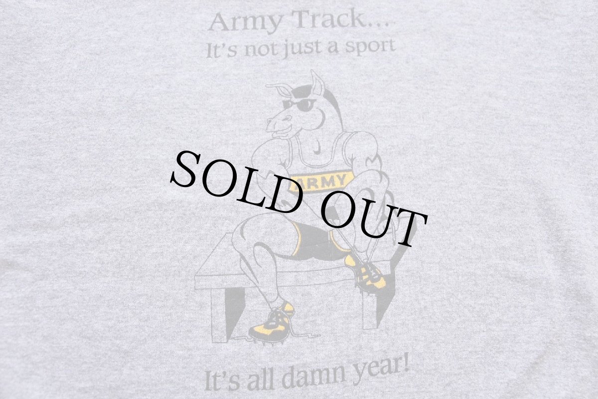 画像3: 90s USA製 RUSSELLラッセル ARMY TRACK 両面プリント 前V スウェット 杢グレー XL (3)