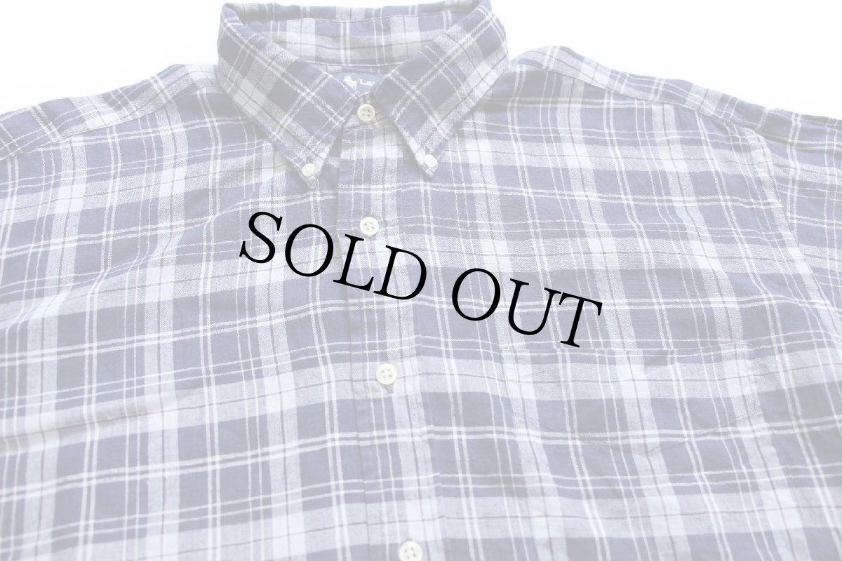 画像3: 00s ラルフローレン BLAKE タータンチェック ポケット付き ボタンダウン リネンシャツ L (3)